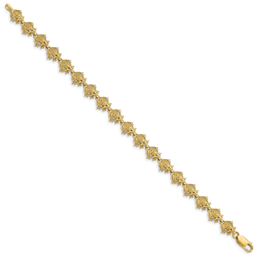 7.25 Inch 14K Frog Bracelet