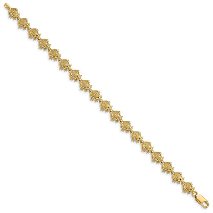 7.25 Inch 14K Frog Bracelet