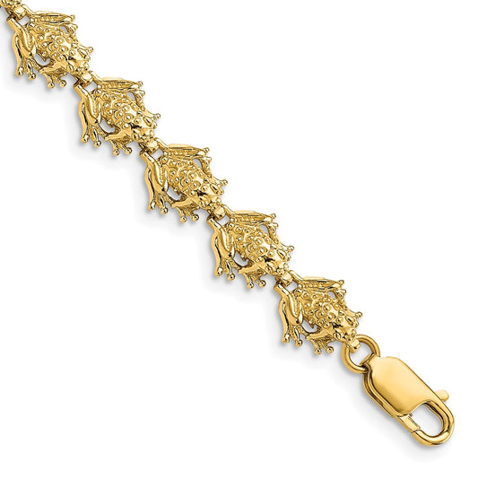 7.25 Inch 14K Frog Bracelet