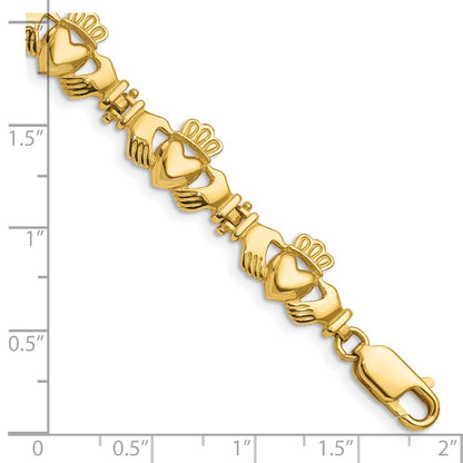 7 Inch 14K Polished Claddagh Link Bracelet