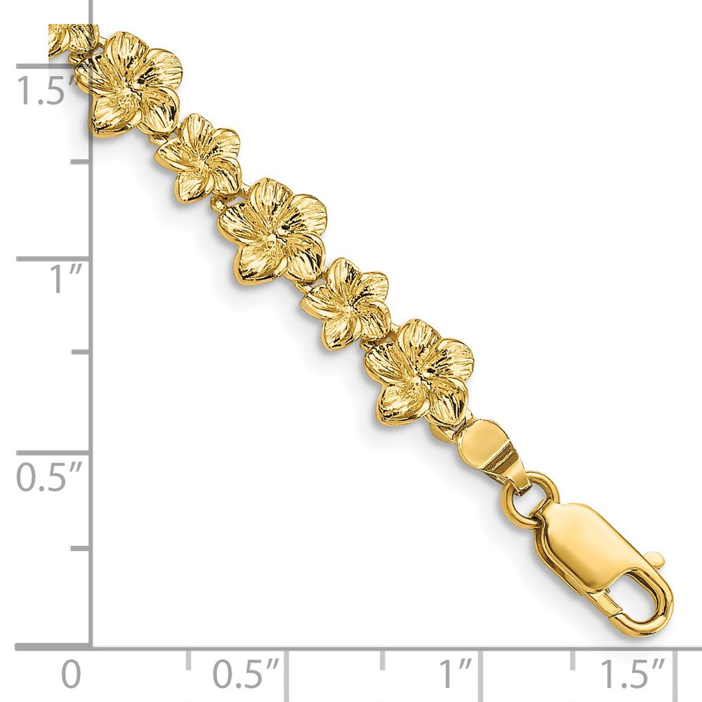 7.25 Inch 14K Plumeria Flower Bracelet