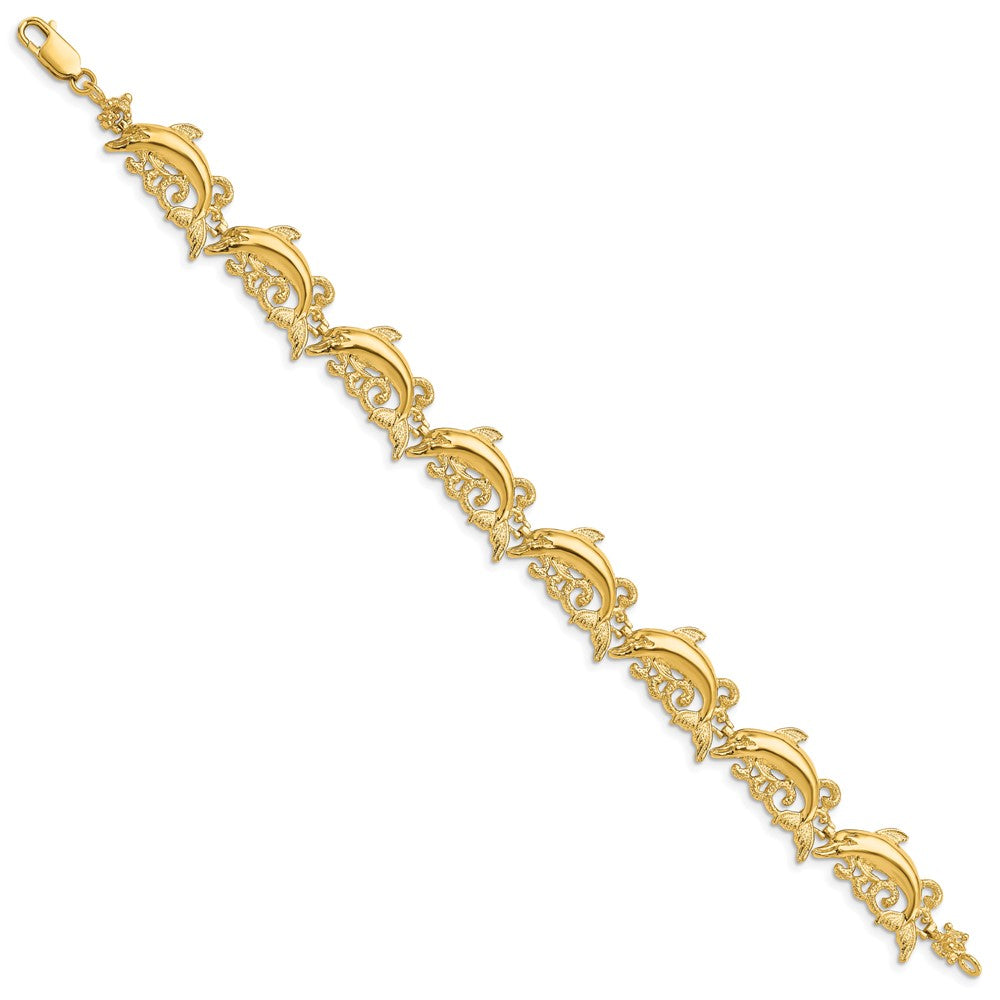 7.5 Inch 14K Dolphin Bracelet