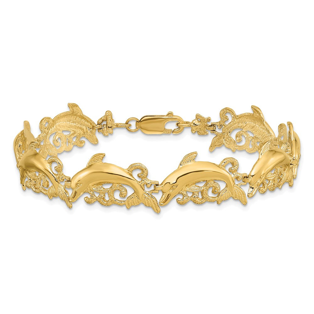 7.5 Inch 14K Dolphin Bracelet