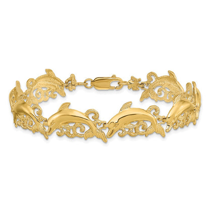 7.5 Inch 14K Dolphin Bracelet