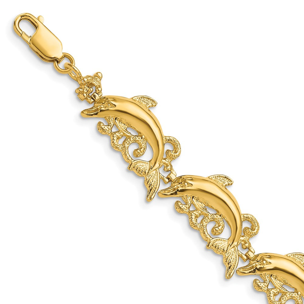 7.5 Inch 14K Dolphin Bracelet
