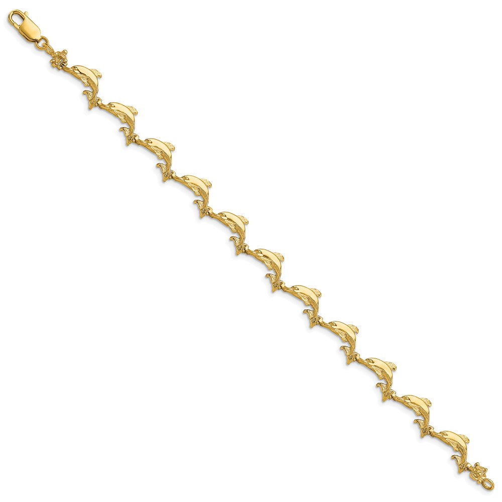 7.25 Inch 14K Dolphin Bracelet