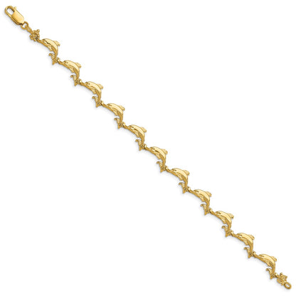 7.25 Inch 14K Dolphin Bracelet