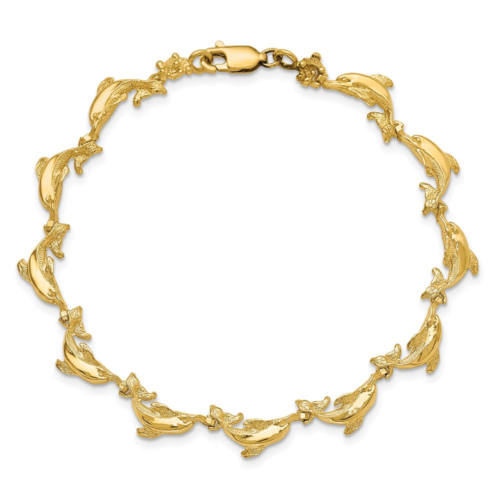 7.25 Inch 14K Dolphin Bracelet