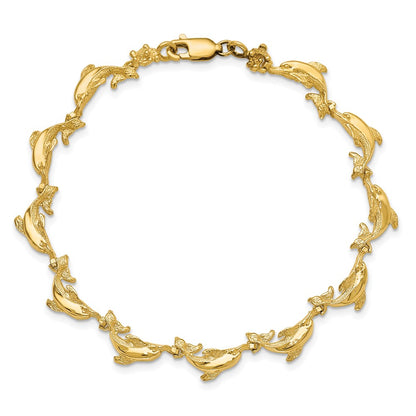 7.25 Inch 14K Dolphin Bracelet