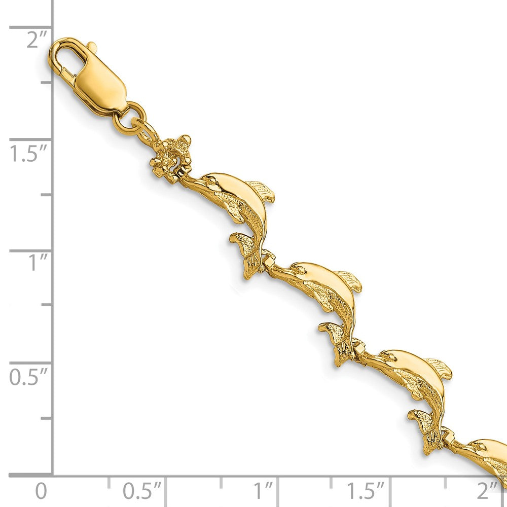 7.25 Inch 14K Dolphin Bracelet