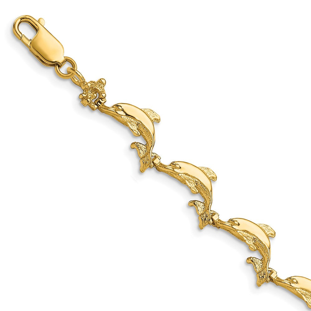 7.25 Inch 14K Dolphin Bracelet