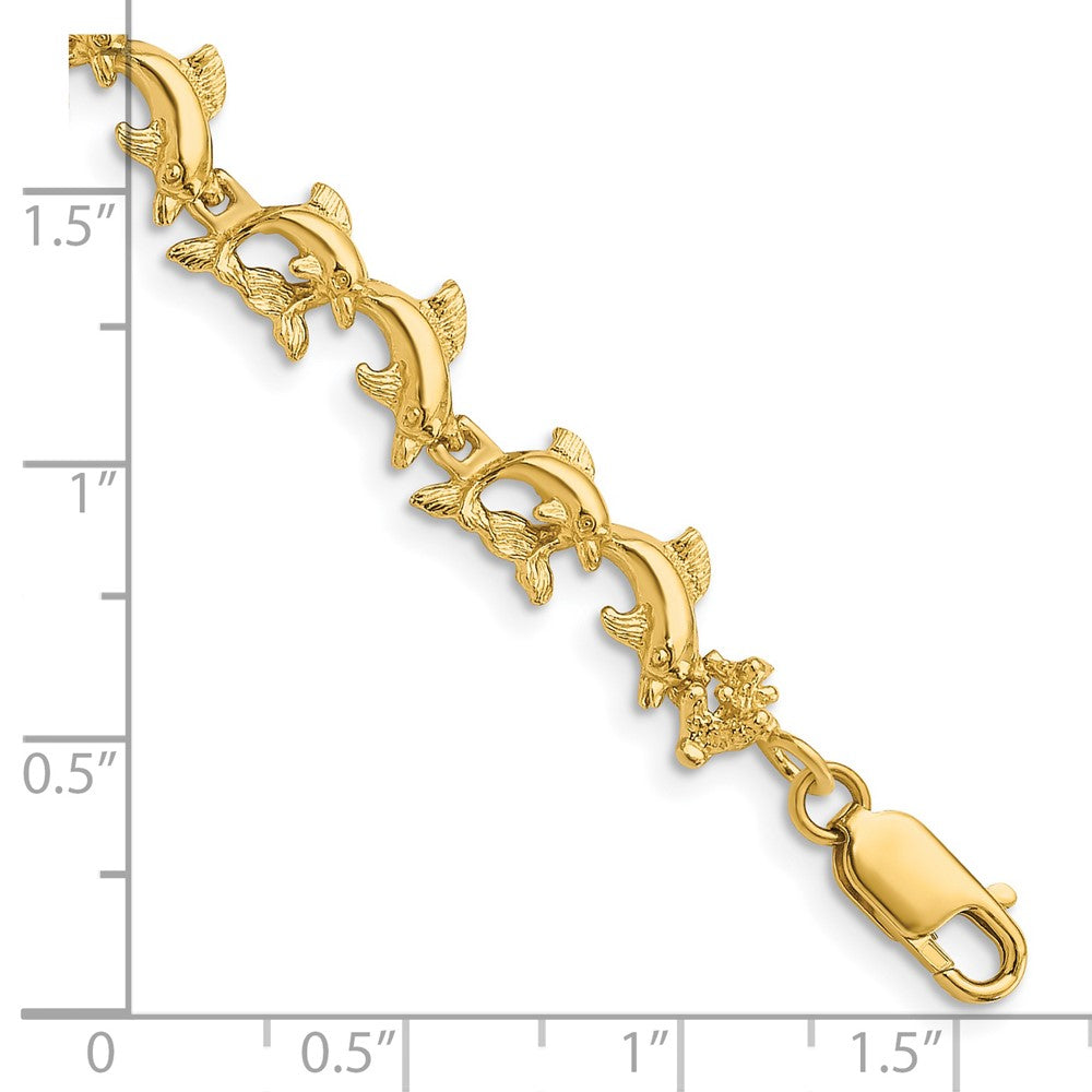7.25 Inch 14K Dolphins Bracelet