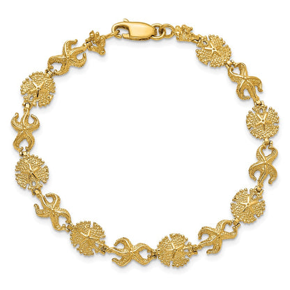 7 Inch 14K Starfish /Sand Dollar Bracelet