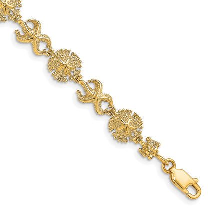 7 Inch 14K Starfish /Sand Dollar Bracelet