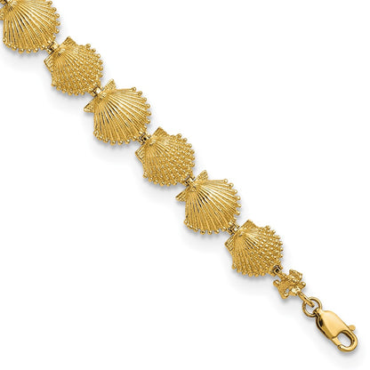 7.25 Inch 14K Textured Shells 7.25In Bracelet