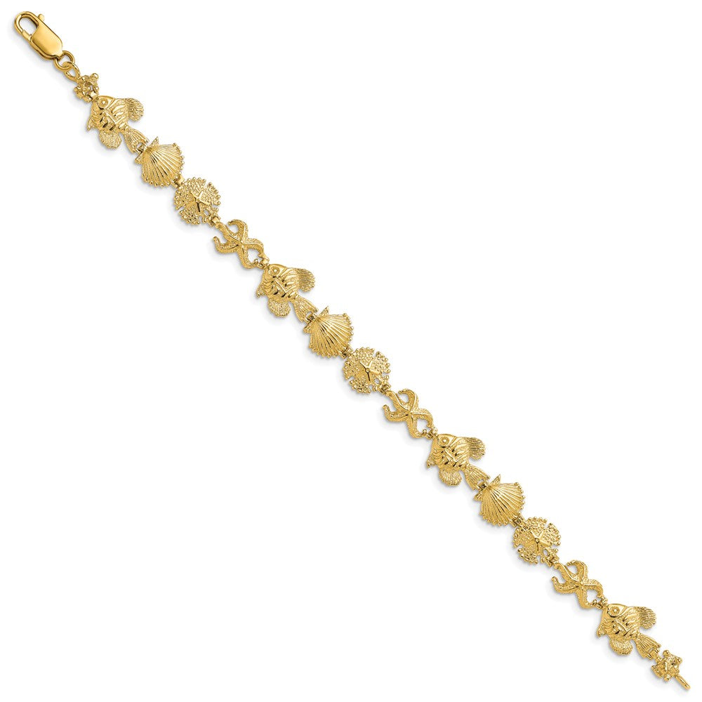 7 Inch 14K Sea Life Bracelet