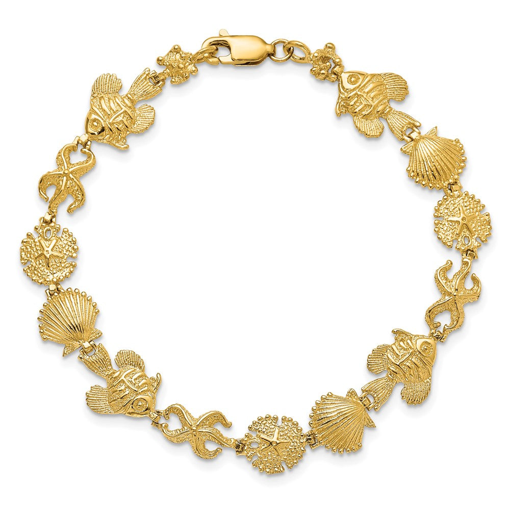 7 Inch 14K Sea Life Bracelet
