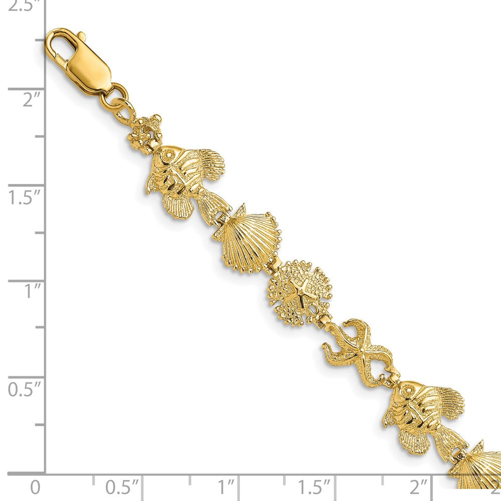 7 Inch 14K Sea Life Bracelet