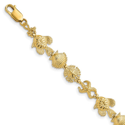 7 Inch 14K Sea Life Bracelet