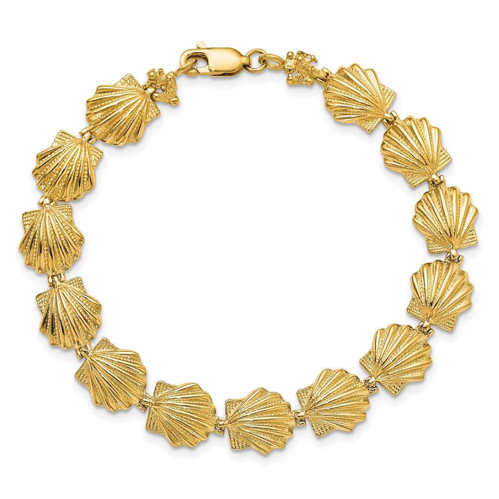 7.25 Inch 14K Scallop Shell Bracelet