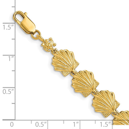 7.25 Inch 14K Scallop Shell Bracelet