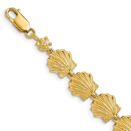 7.25 Inch 14K Scallop Shell Bracelet