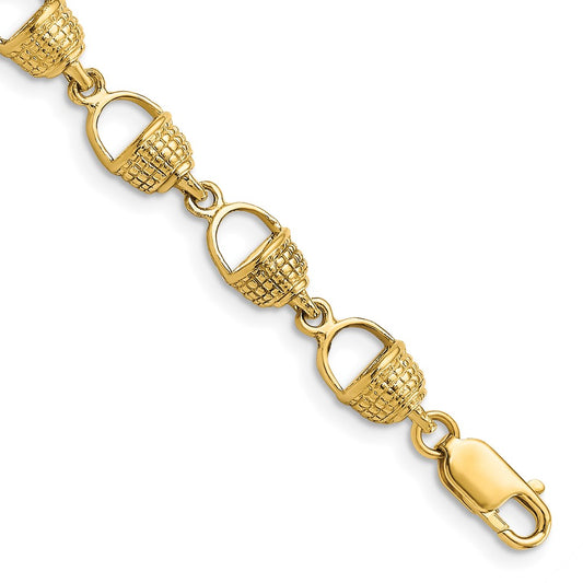 7.25 Inch 14K Nantucket Basket Bracelet