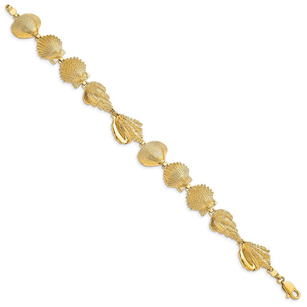 7.25 Inch 14K Assorted Shell Link Bracelet