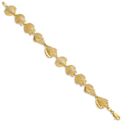 7.25 Inch 14K Assorted Shell Link Bracelet