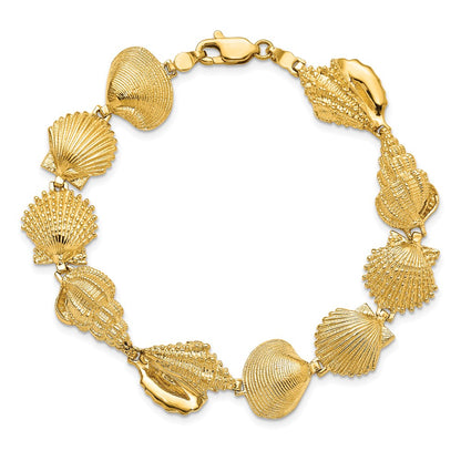 7.25 Inch 14K Assorted Shell Link Bracelet