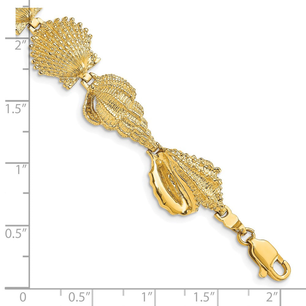 7.25 Inch 14K Assorted Shell Link Bracelet