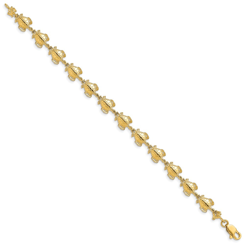 7.25 Inch 14K Polished Sea Turtle Link Bracelet