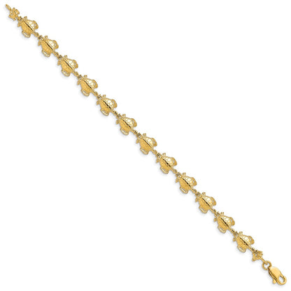 7.25 Inch 14K Polished Sea Turtle Link Bracelet
