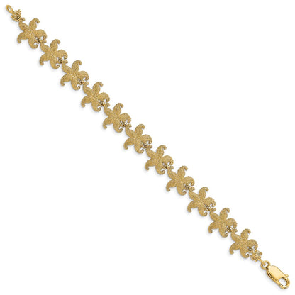 7.25 Inch 14K Puffed Starfish Link Bracelet