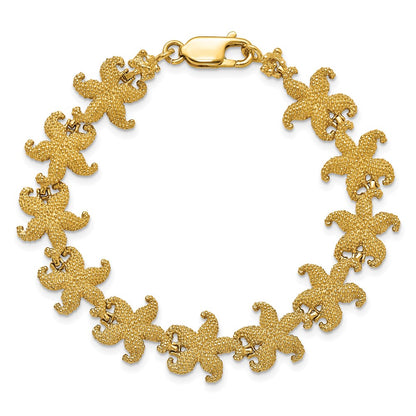 7.25 Inch 14K Puffed Starfish Link Bracelet