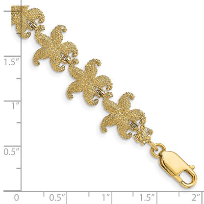 7.25 Inch 14K Puffed Starfish Link Bracelet