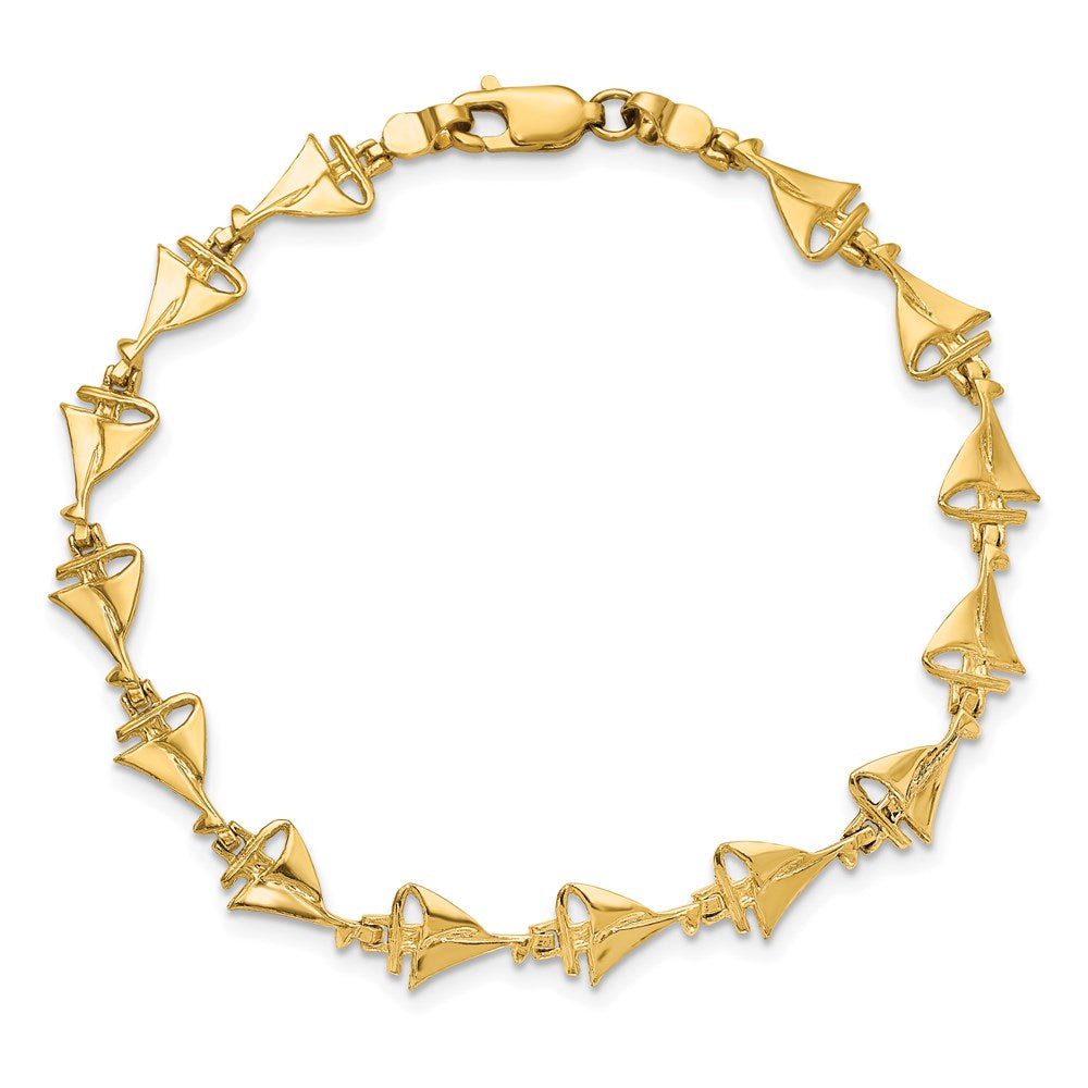 7 Inch 14K Sailboat Bracelet
