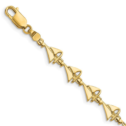 7 Inch 14K Sailboat Bracelet