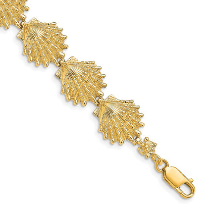 7 Inch 14K Lion'S Paw Shell Bracelet