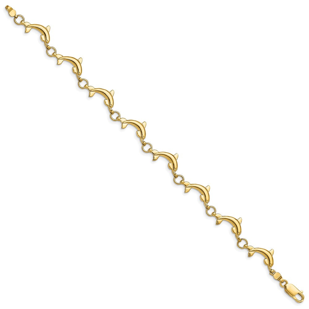 8 Inch 14K Polished Dolphin Bracelet
