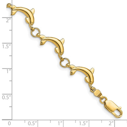 8 Inch 14K Polished Dolphin Bracelet