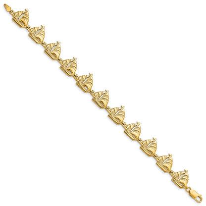 7.25 Inch 14K Sailboat Bracelet