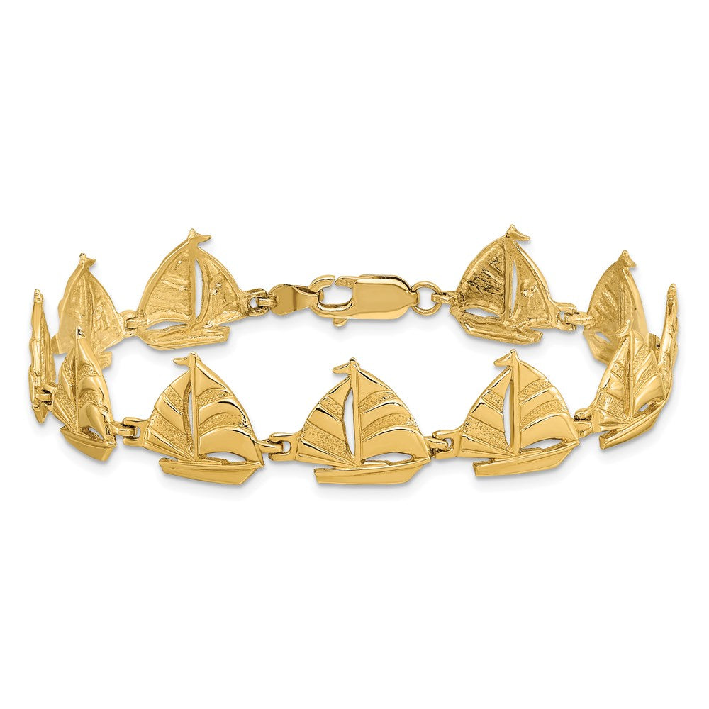 7.25 Inch 14K Sailboat Bracelet
