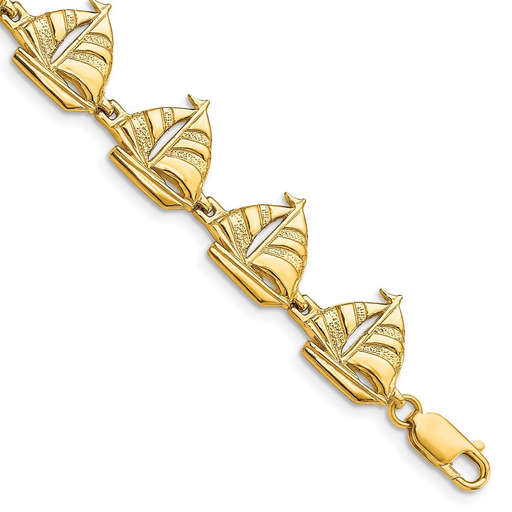 7.25 Inch 14K Sailboat Bracelet
