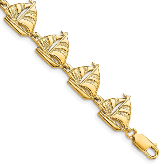 7.25 Inch 14K Sailboat Bracelet