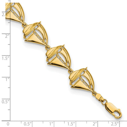 8 Inch 14K Sailboat 8In Bracelet
