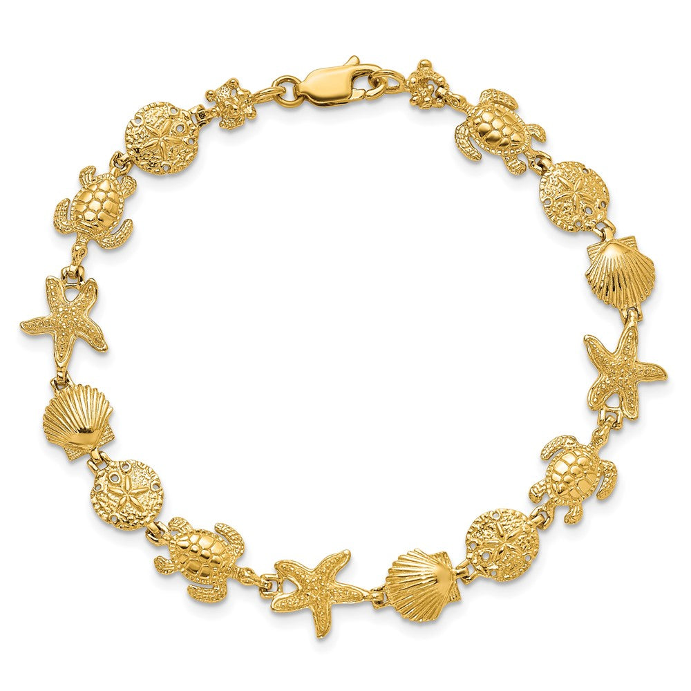 8 Inch 14K Sea Life Bracelet