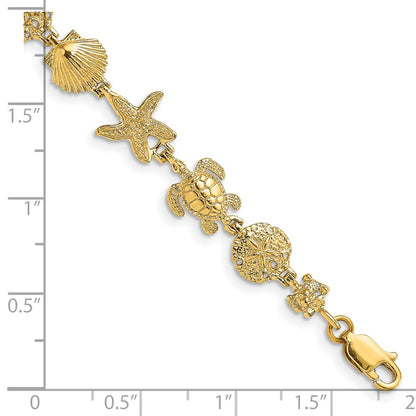 8 Inch 14K Sea Life Bracelet