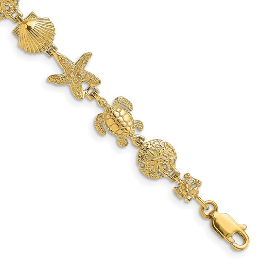 8 Inch 14K Sea Life Bracelet