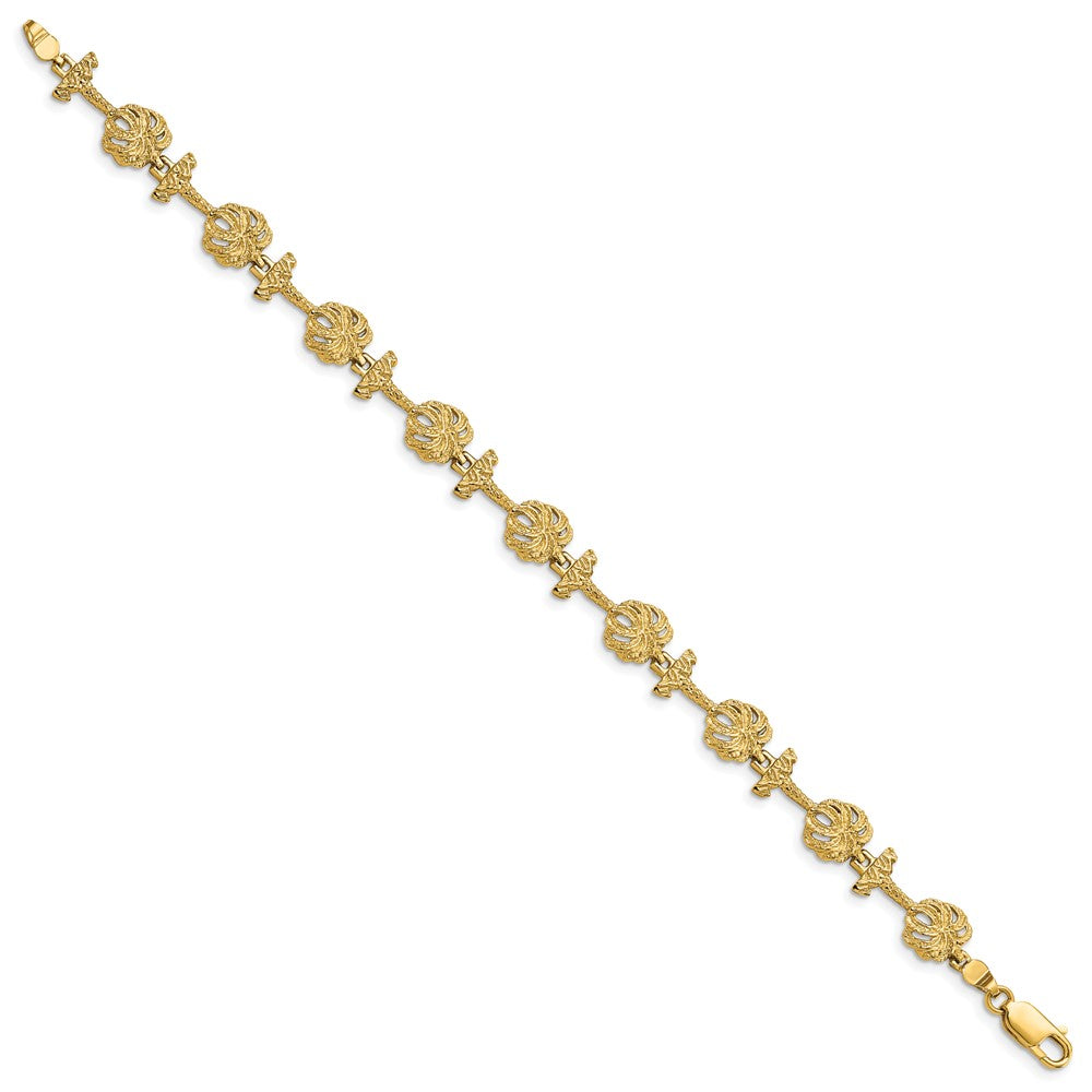 7.25 Inch 14K Palm Tree Bracelet